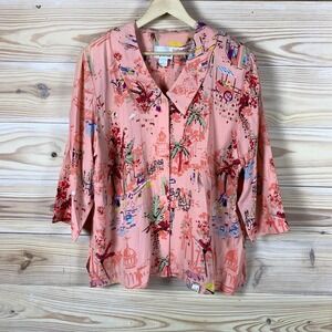 Statement by New Frontier Blouse Womens Vintage 16 Pink Paris Street Cafe Top